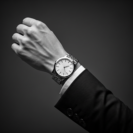Luxury black and white wristwatch worn by a professional